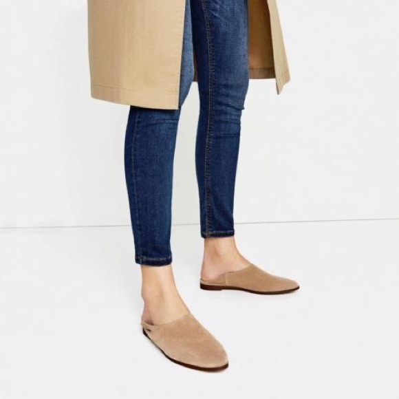 zara leather slippers